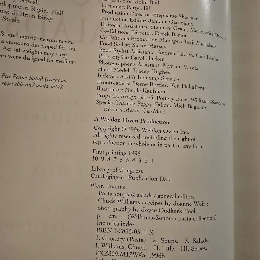 Williams-Sonoma Collection Pasta Soups & Salads‎ book